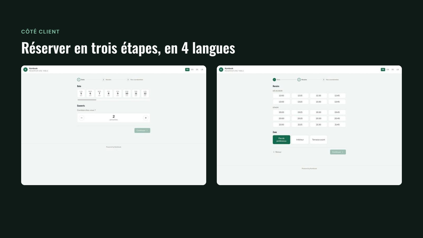 Côté client : réserver en trois étapes