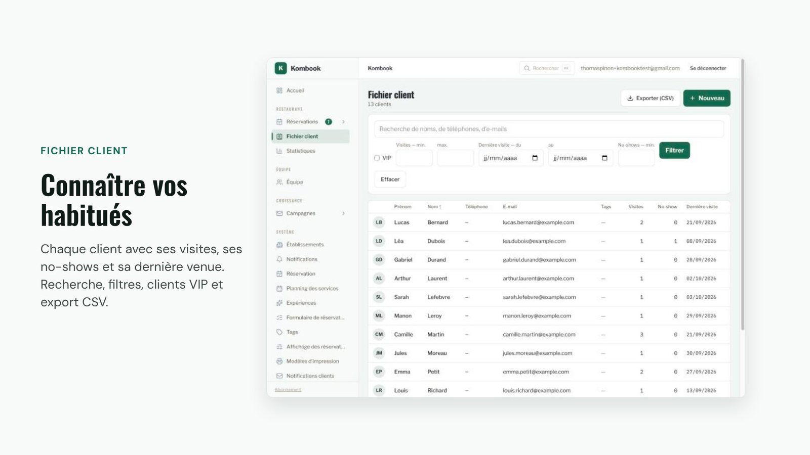 Fichier client : connaître vos habitués