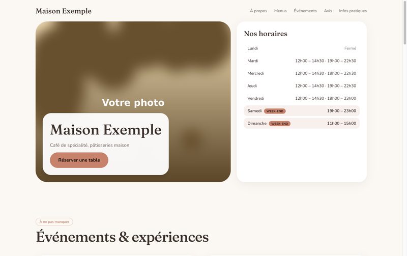 Aperçu du modèle Café / Brunch